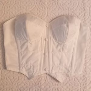 VINTAGE WHITE COTTON STRAPLESS BUSTIER 32-34B